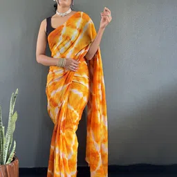 Mitera Tie and Dye Printed Pure Georgette Saree image 5