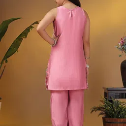 BAESD Girl's Ethnic Motifs Embroidered Round Neck Kurta with Palazzos image 2