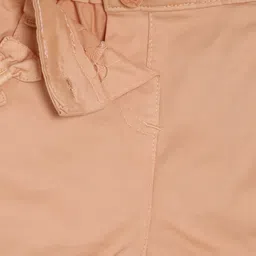 MINI KLUB Girls Peach-Coloured Solid Regular Fit Regular Shorts image 3
