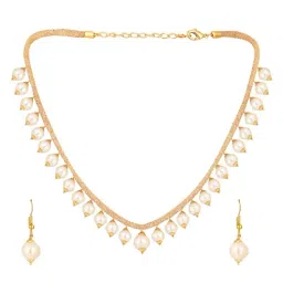 Anikas Creation Elegant Pearl Sleek Off White Jewellery Set image 3