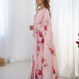 KALINI Floral Printed Mirror Work Saree image 5