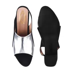 Shoetopia Kids Silver & Black Back Strap Sandals image 4