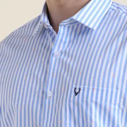 Allen Solly Blue Cotton Slim Fit Striped Shirt image 4