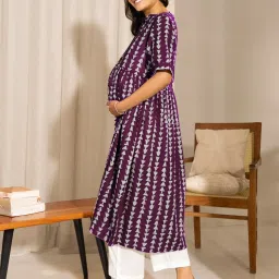 Janasya Purple Cotton Printed Kurta image 4