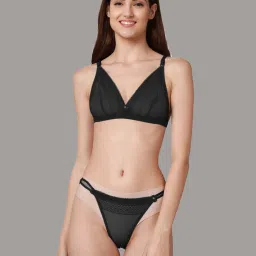 AROUSY Red & Black Self Pattern Bra Panty Set - Pack Of 2 image 4