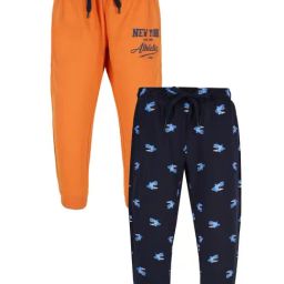 Plum Tree Kids Navy & Orange Cotton Printed Joggers (Pack of 2)-picture-38