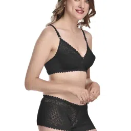 AROUSY Black & Blue Self Pattern Bra Panty Set - Pack Of 2 image 4