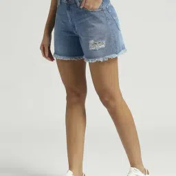 Pepe Jeans Blue Cotton Distressed Shorts image 3