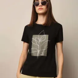 Only Black Cotton Regular Fit Printed T-Shirt image 5