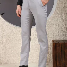 Canary London Men Textured Smart Slim Fit Wrinkle Free Trousers image 2