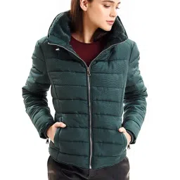 Cover Story Green Full Sleeves Puffer Jacket-image-16