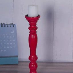 Fos Lighting 'Distressed' Red Wood Pillar Candle Stand - Set of 1-picture-10