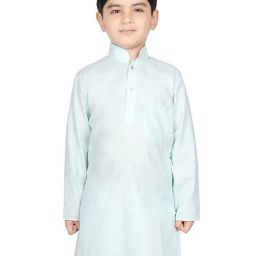 SG Yuvraj Kids Sky Blue Solid Full Sleeves Kurta-picture-0