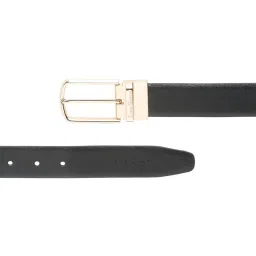 Louis Stitch Black Textured Leather Reversible Belt for Men image 4