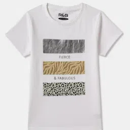 R&B Kids White Graphic Regular Fit T-Shirt-picture-28