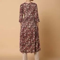 SHOWOFFFF Maroon Cotton Printed A Line Kurta image 2