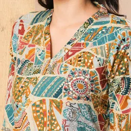 Globus Multicolor Embellished Kurta image 4