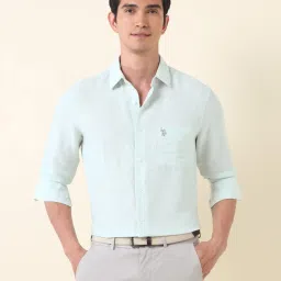 U.S. Polo Assn. Green Linen Slim Fit Shirt image 4
