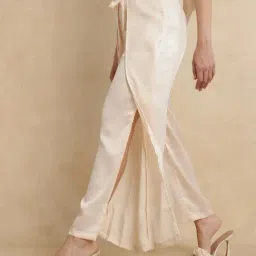 RAREISM Beige Polyester Solid Trousers image 4