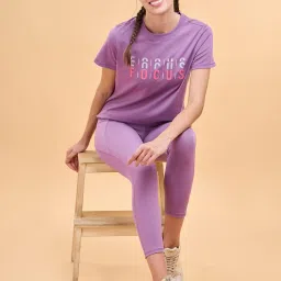 Enamor Chinese Purple Mid Rise Sports Tights image 4