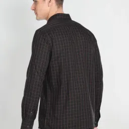 Arrow Black Cotton Slim Fit Checks Shirt image 2