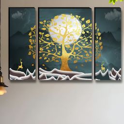 SAF Gold-Toned & White 3 Piece Wood Floral and Botanical Wall Paintings-picture-19