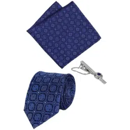 Raymond Navy Blue Embroidered Tie with Pocket Square andTie Pin-picture-19