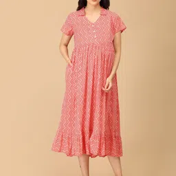 The Mom Store Printed Maternity Cotton Fit & Flare Midi Dress-picture-58