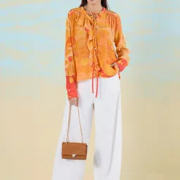 navyasa by liva Orange Printed Shirt image 4