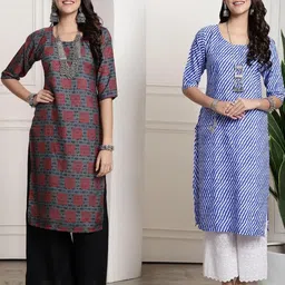 Ethnic basket Women Pack Of 2 Multicoloured Crepe Kurtas-picture-25