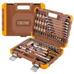 FORSTIME 82 Piece Socket Set 1/4 & 3/8 inch Drive Size 6 Point Chrome Vanadium Steel Silver-picture-24