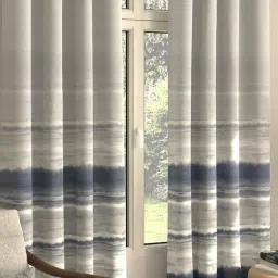 Urban Space Coastal Tides Polyester Blackout Grey & Blue Abstract 7 ft Door Curtains - Set of 2 image 4