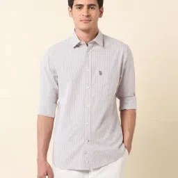 U.S. Polo Assn. Red Cotton Regular Fit Striped Shirt-picture-48