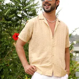 Campus Sutra Beige Regular Fit Embroidered Shirt-picture-14