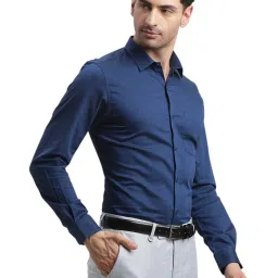 Turtle Blue Cotton Slim Fit Dobby Shirt image 4