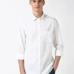 Peter England White Cotton Slim Fit Printed Shirt-picture-46