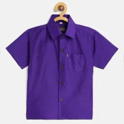 THANGAMAGAN Kids Violet Solid Shirt-image-0