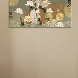nestroots Grey & White Serene Depiction Of Buddha Care Canvas Religious Wall Painting-image-54