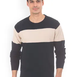 Arrow Sport Men Navy Blue Colourblocked Sweater-image-67