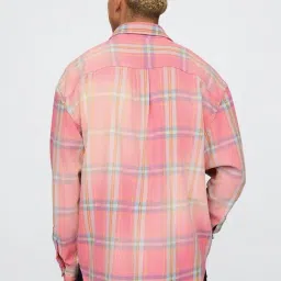 GAP Pink Cotton Loose Fit Checked Shirt image 2