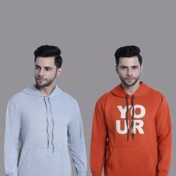 Vimal Jonney Grey & Orange Regular Fit Printed Hooded Sweatshirt - Pack of 2-picture-21