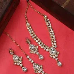 Anikas Creation Designer Floral Shape Kundan Stone Studded Jewellery Set-picture-34
