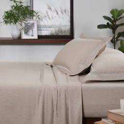 Maspar Solid Beige 300 Cotton King Bed Sheet With Pillow Case-picture-18