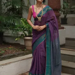 Suta Purple Cotton Blend Sarees-image-37