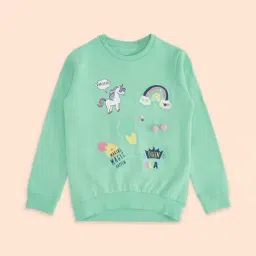 Pantaloons Junior Mint Green Cotton Printed Full Sleeves Sweatshirt-picture-30