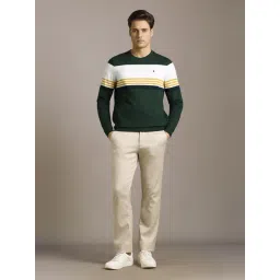 Louis Philippe Green Cotton Regular Fit Striped Sweatshirt image 5