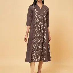 Rangmanch by Pantaloons Brown Cotton Printed A Line Kurta-picture-15