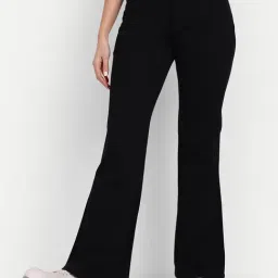 Broadstar Black Flared Fit High Rise Trousers-picture-14