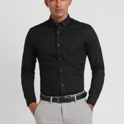 Peter England Elite Black Cotton Slim Fit Shirt-picture-14