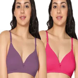 IN CARE Pink & Purple Cotton T-Shirt Bras - Pack Of 2-image-49